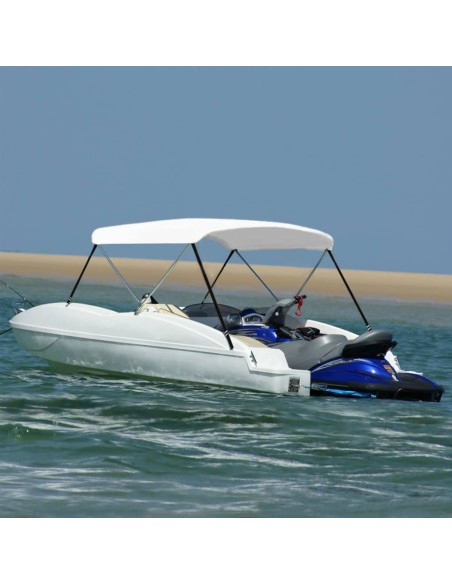 Bimini di Prua con Tendalino a 2 Archi Bianco 180x150x110 cm