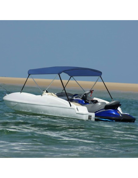 Bimini di Prua con Tendalino a 2 Archi Blu Marino 180x130x110cm