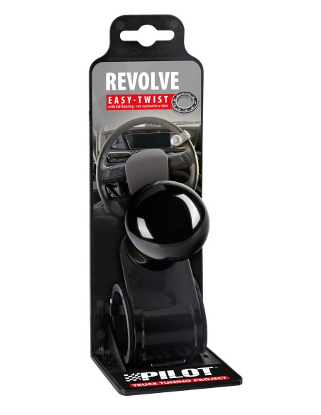 Revolve, pomello volante in alluminio anodizzato nero, staffa nera