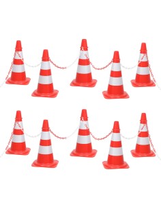 Set Segnaletica Coni Stradali e Catena da 10 m Rosso Bianco