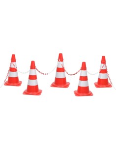 Set Segnaletica Coni Stradali e Catena da 10 m Rosso Bianco 2