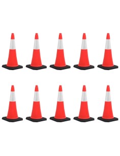 Coni Spartitraffico Riflettenti con Basi Pesanti 10 pz 75 cm