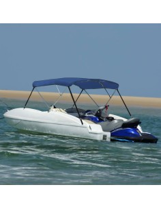 Bimini di Prua con Tendalino a 3 Archi Blu 183x196x137 cm 2