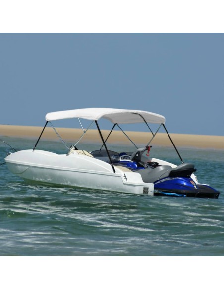 Bimini di Prua con Tendalino a 3 Archi Bianco 183x180x137 cm