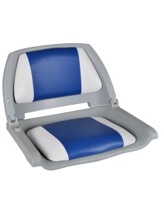 Sedili per Barca 2 pz Pieghevoli Cuscino Blu-Bianco 41x51x48 cm 2