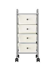 Carrello Portaoggetti Mobile con 4 Cassetti Bianco in Plastica 2