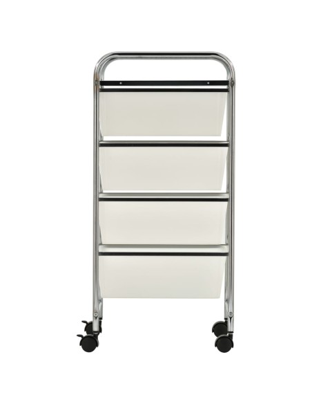Carrello Portaoggetti Mobile con 4 Cassetti Bianco in Plastica