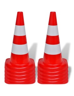 Set 10 Coni Stradali Segnaletici Riflettenti Rosso e Bianco 50 cm 2