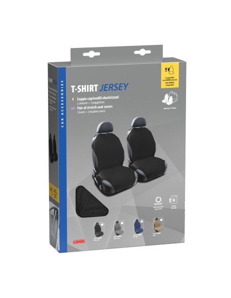 T-Shirt, coppia coprisedili elasticizzati - Nero