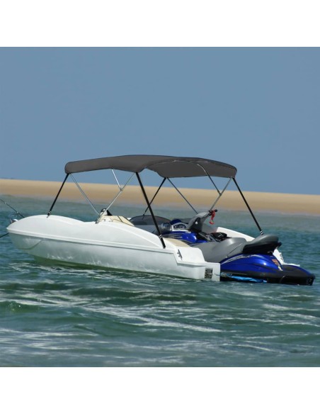 Bimini di Prua con Tendalino a 3 Archi Antracite 183x140x137 cm