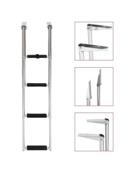 Scaletta di Imbarco Pieghevole a 4 Gradini in Acciaio Inox