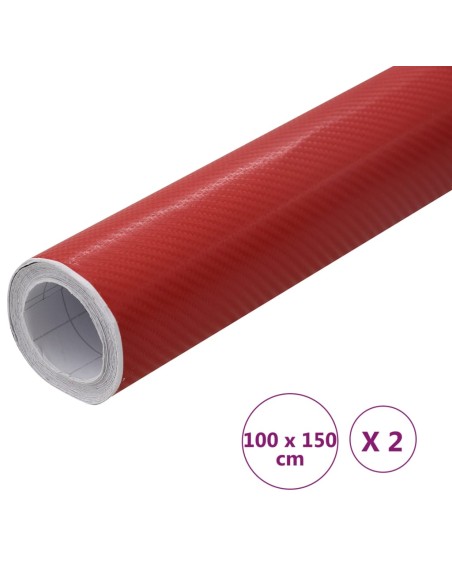 Pellicole per Auto 2 pz 4D Rosse 100x150 cm