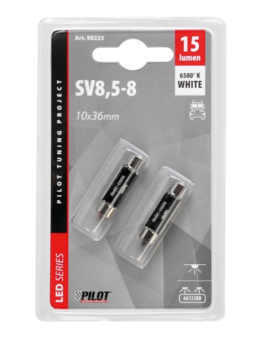 24/28V Led Series - 3 SMD x 3 chips - (C5W) - 10x36 mm - SV8,5-8 - 2 pz  - Scatola - Bianco - Doppia polarità