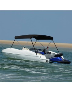Bimini di Prua con Tendalino 2 Archi Nero 180x130x110 cm
