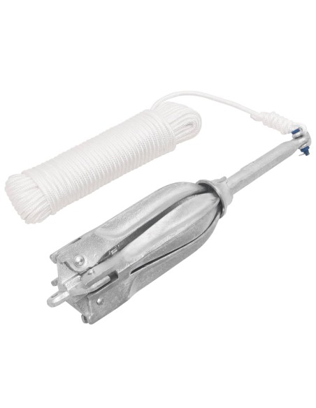 Ancora Pieghevole con Corda Argento 12 kg Ghisa Zincata a Caldo
