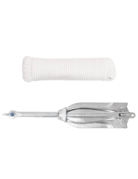 Ancora Pieghevole con Corda Argento 12 kg Ghisa Zincata a Caldo