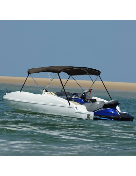 Bimini di Prua con Tendalino 3 Archi Nero 183x140x137 cm