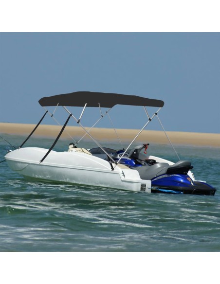Bimini di Prua con Tendalino 4 Archi Nero 243x180x137 cm