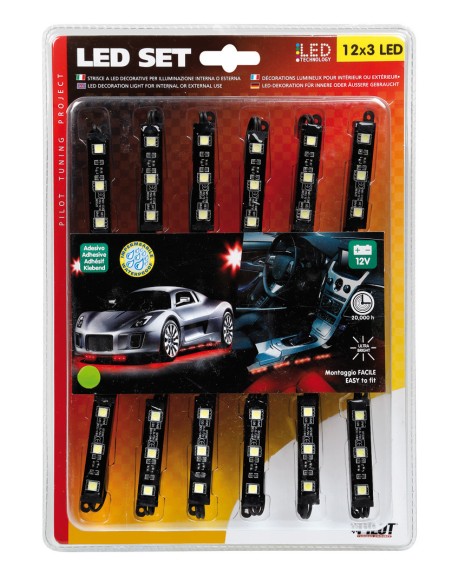 Hyper-Led Set 12x3, strisce decorative a led - 12V - Bianco