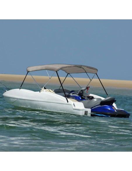 Bimini di Prua con Tendalino 3 Archi Grigio 183x140x137 cm