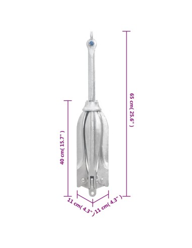 Ancora Pieghevole Argento 10 kg in Ghisa Zincata a Caldo