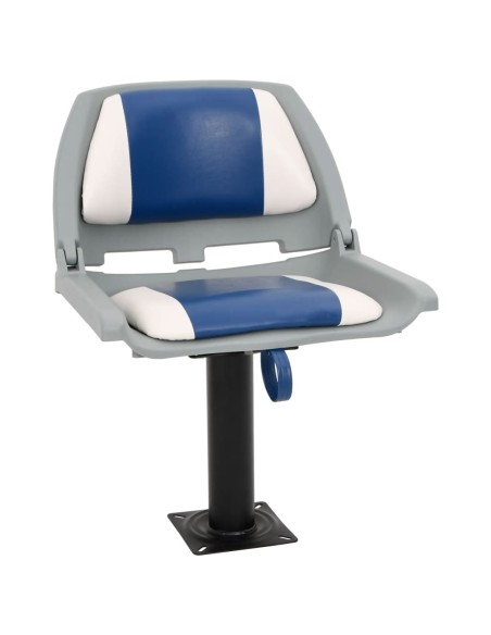 Set Sedile per Barca Pieghevole 2pz Blu e Bianco 48x51x41 cm