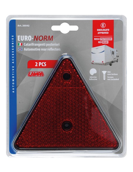 Euro-Norm catarifrangenti triangolari - 155x135 mm - Rosso