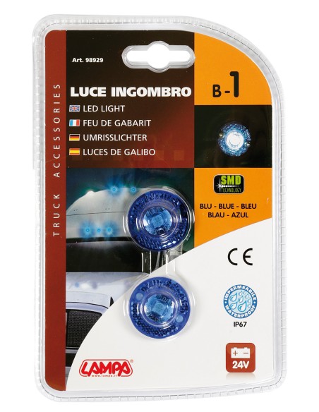 Coppia luci decorative - 1 Led - 24V - Blu