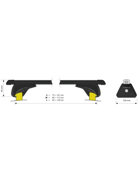 Quadra In-Rail, set completo barre portatutto in acciaio - M - Evos IS