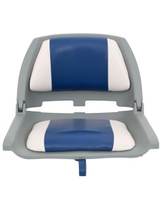 Set Sedile per Barca Pieghevole 4pz con Cuscino Blu-Bianco 2