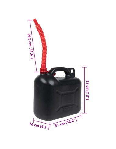 Taniche Carburante Beccuccio Flessibile 3 pz Nero 10 L Plastica