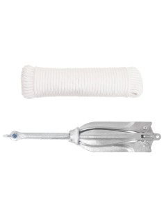 Ancora Pieghevole con Corda Argento 10 kg Ghisa Zincata a Caldo