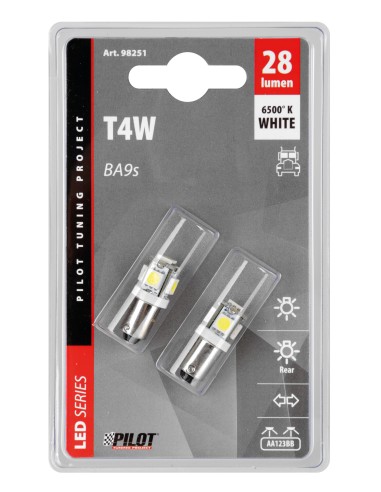 24/28V Led Series - 5 SMD x 3 chips - (T4W) - BA9s - 2 pz  - D/Blister - Bianco - Doppia polarità - Resistenza incorporata