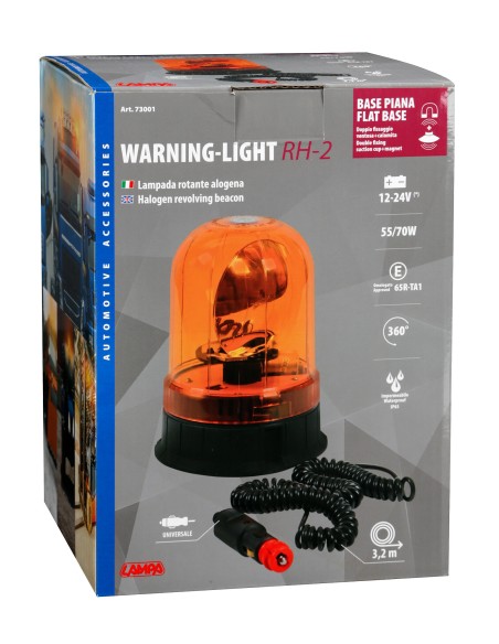 RH-2, luce di segnalazione alogena con base magnetica e ventosa, 12/24V