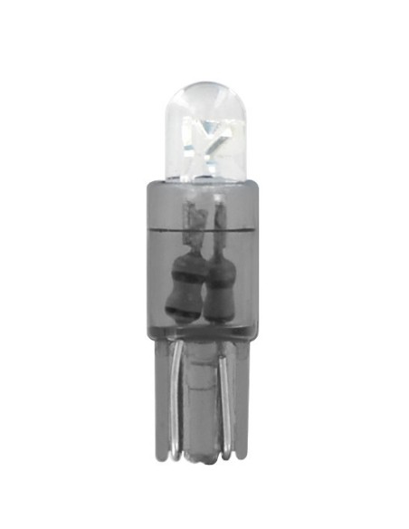 12V Micro lampada zoccolo plastica 1 Led - (T5) - W2x4,6d - 2 pz  - Scatola - Bianco