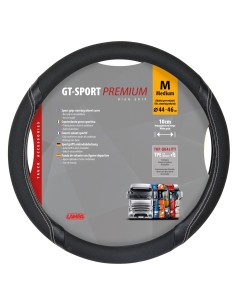 GT-Sport, coprivolante in Skeentex - M - Ø 44/46 cm - Nero/Argento