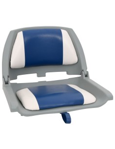 Set Sedile per Barca Pieghevole 2pz Blu e Bianco 48x51x41 cm