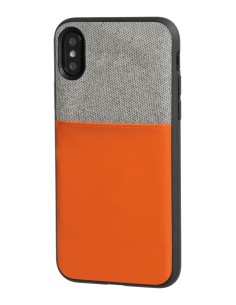 Duo pocket, cover bicolore con inserti metallici - Apple iPhone X - Grigio/Arancio 2