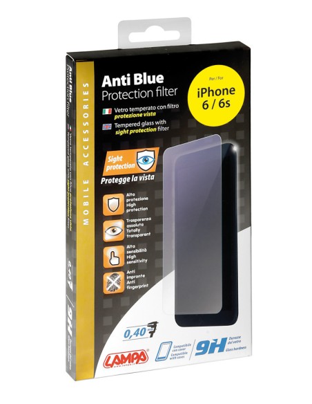 Anti Blue, vetro temperato con filtro protezione vista - Apple iPhone 6 / 6s