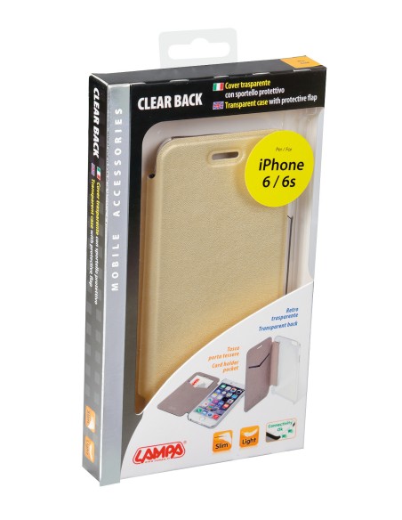 Clear Back, cover trasparente con sportello protettivo - Apple iPhone 6 / 6s - Oro