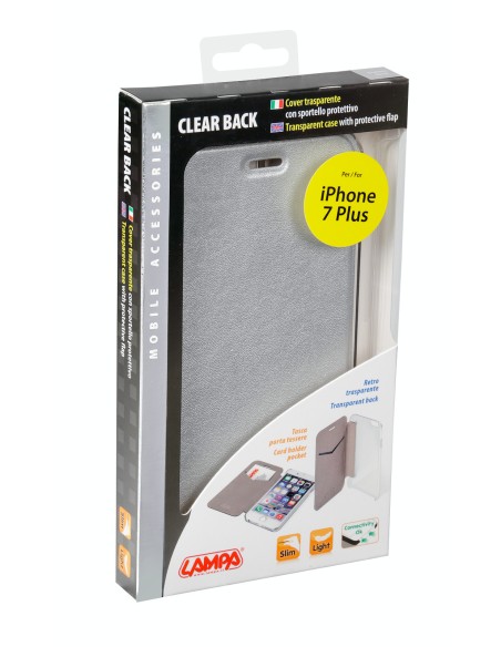 Clear Back, cover trasparente con sportello protettivo - Apple iPhone 7 Plus / 8 Plus - Argento