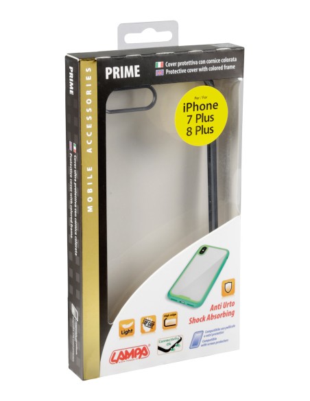 Prime, cover protettiva con cornice colorata - Apple iPhone 7 Plus / 8 Plus - Trasparente/Nero