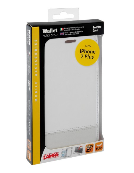 Wallet Folio Case, cover a libro - Apple iPhone 7 Plus / 8 Plus - Bianco