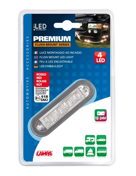 Luce ingombro - 4 Led - 12/24V - Bianco