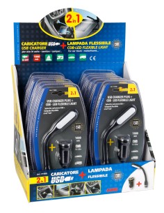 Lampada flessibile a LED COB + caricatore USB 12/24V - Display 12 pz