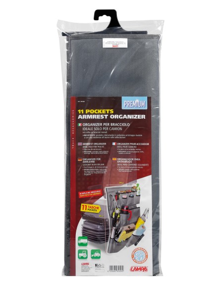 Premium, organizer per bracciolo camion, 11 tasche
