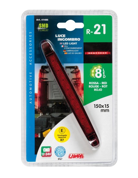 Luce ingombro - 8 Led - 12/24V - Rosso