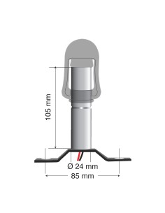 Fix-3, Staffa con perno e spinotto DIN per luce di segnalazione, attacco tubolare 2