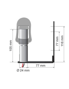 Fix-4, Staffa con perno e spinotto DIN per luce di segnalazione, attacco tubolare 2