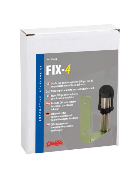 Fix-4, Staffa con perno e spinotto DIN per luce di segnalazione, attacco tubolare